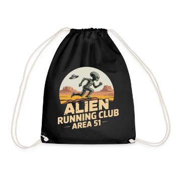 Lustige Area 51 Alien UFO Laufläufer - Turnbeutel - Schwarz - Vorne