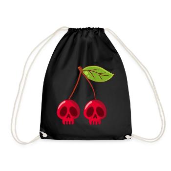Cherry skulls - Drawstring Bag - black - Front
