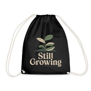 Still Growing – Vintage Plant - Drawstring Bag - black - Front