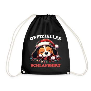 Official Sleep Shirt Christmas Beagle - Drawstring Bag - black - Front