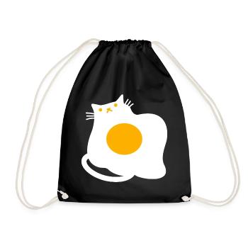 Funny Cat as Fried Egg Cooking Chef - Drawstring Bag - black - Front