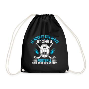 le hockey sur glace cadeau drôle hockey sur glace - Drawstring Bag - black - Front