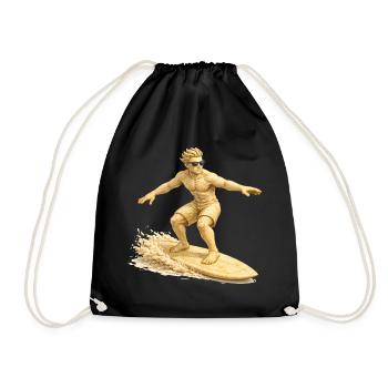 Sand surfer on the surfboard - Drawstring Bag - black - Front