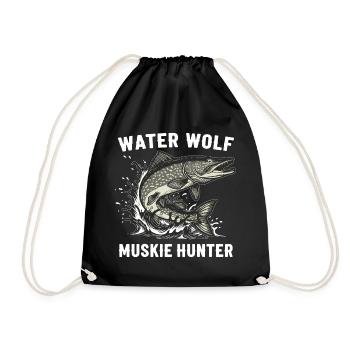 Fishing River Wolffish Aquatic Muskie - Drawstring Bag - black - Front
