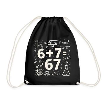 Six Seven 67 Meme 6+7=67 Italian Brainrot Humor - Drawstring Bag - black - Front