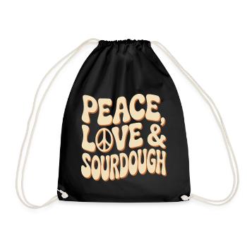 Peace Love Sourdough Tee - Drawstring Bag - black - Front