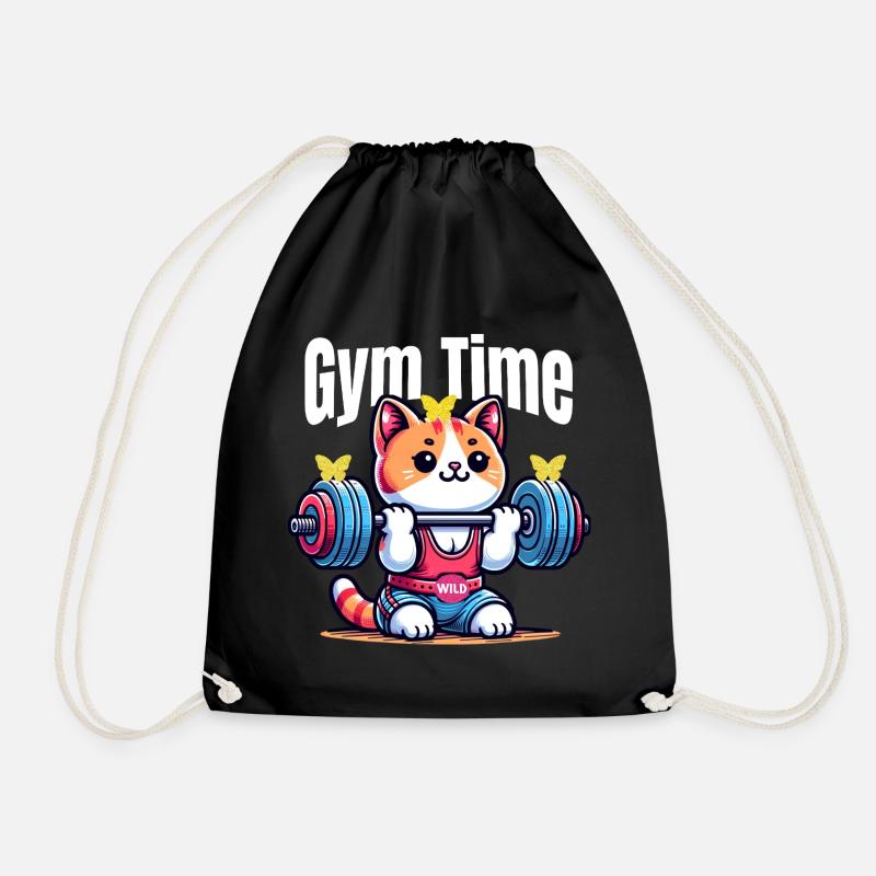 Fitnessstudio Time Kitty Gewichthebung - Turnbeutel - Schwarz