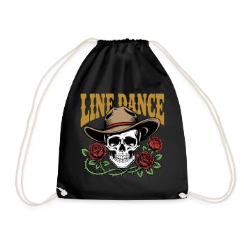 Line Dance Skull & Roses - Turnbeutel - Schwarz - Vorne