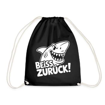 Beiß Zurück Hai Cartoon - Turnbeutel - Schwarz - Vorne