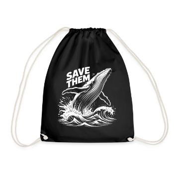 Save the whales - Drawstring Bag - black - Front