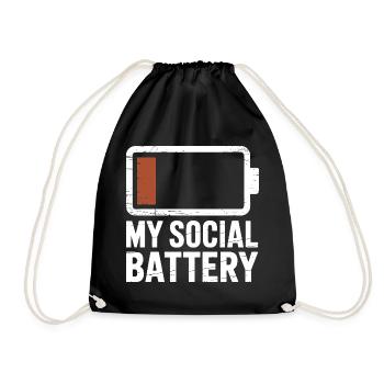 Social Battery Introvert Dead Battery Battery - Drawstring Bag - black - Front