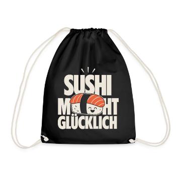 Sushi Macht Glücklich Kawaii Design - Turnbeutel - Schwarz - Vorne