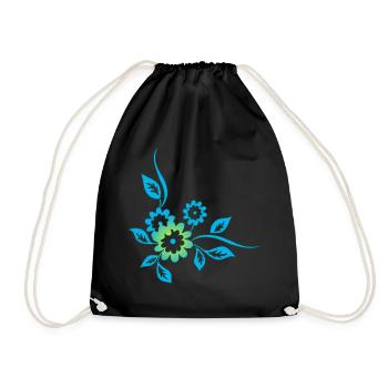 Blaue Blumen - Turnbeutel - Schwarz - Vorne