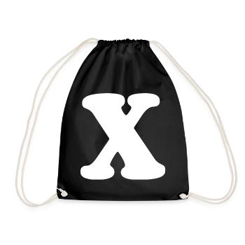 Großes X Stil-Print | Buchstabe X | X Logo - Turnbeutel - Schwarz - Vorne