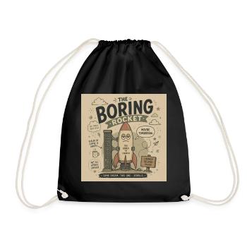 The Boring Rocket - Drawstring Bag - black - Front