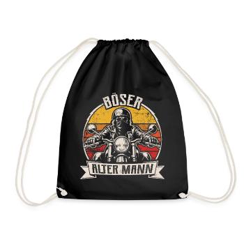 Böser alter Mann | Retro Biker Spruch | Motorrad - Turnbeutel - Schwarz - Vorne