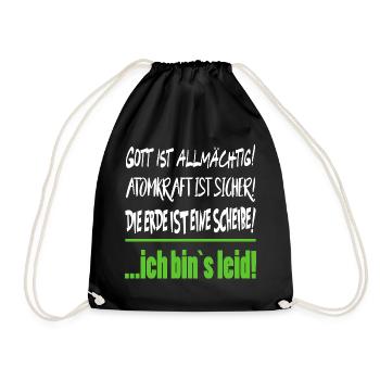 Erde Scheibe Gott Allmächtig Sprüche Floskel  - Turnbeutel - Schwarz - Vorne