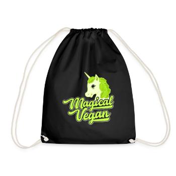 Magical Vegan Gift Vegan Vegetarian Unicorn - Drawstring Bag - black - Front