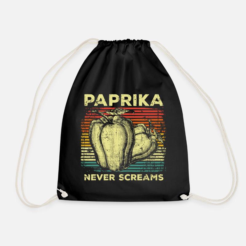 Veganer Paprika - Turnbeutel - Schwarz