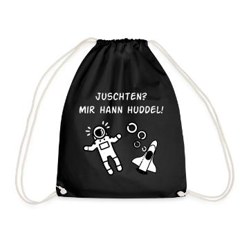 Juschten? Mir hann Huddel! - Turnbeutel - Schwarz - Vorne