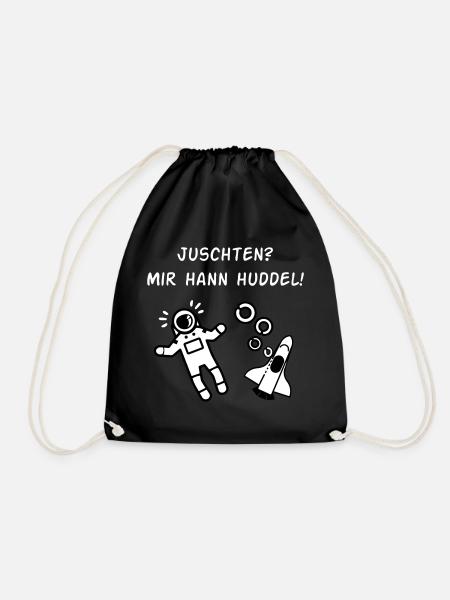 Juschten? Mir hann Huddel! - Turnbeutel - Schwarz