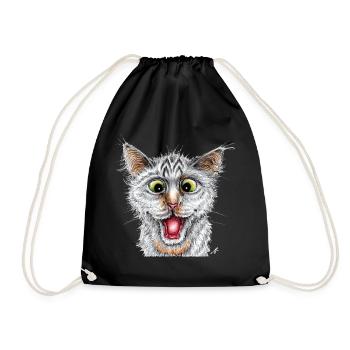 Happy Cat - Turnbeutel - Schwarz - Vorne