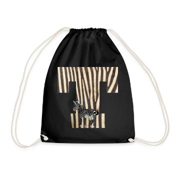 zebra t - Drawstring Bag - black - Front