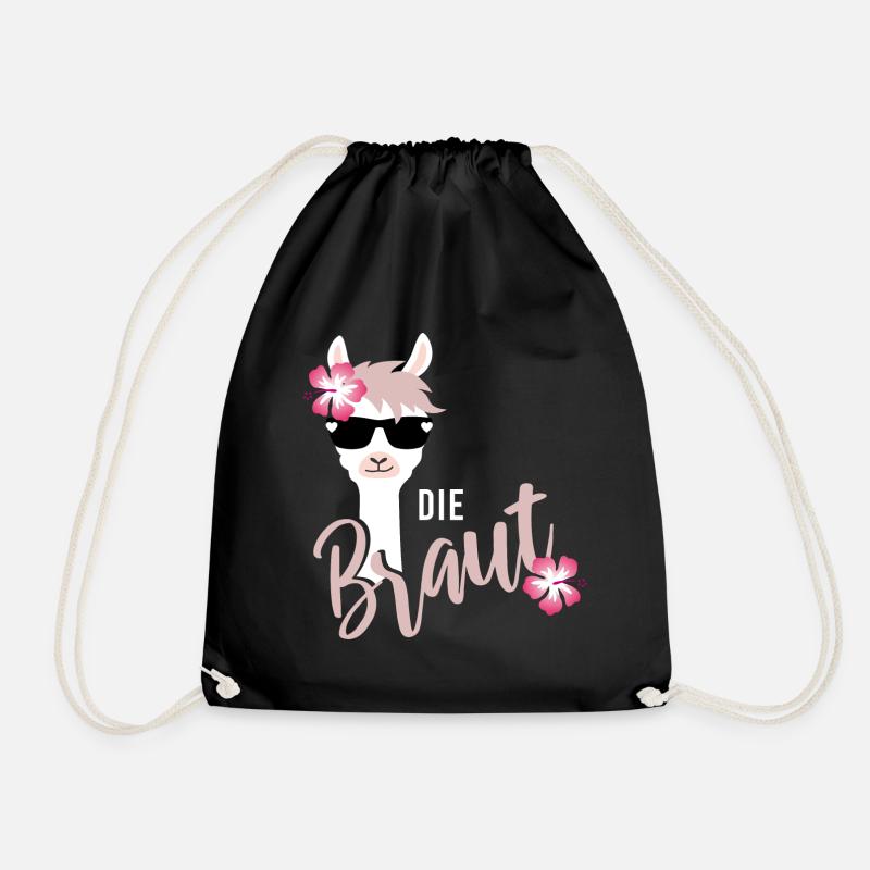 Braut Lama JGA Hochzeit Team Gruppenshirt 1 - Turnbeutel - Schwarz