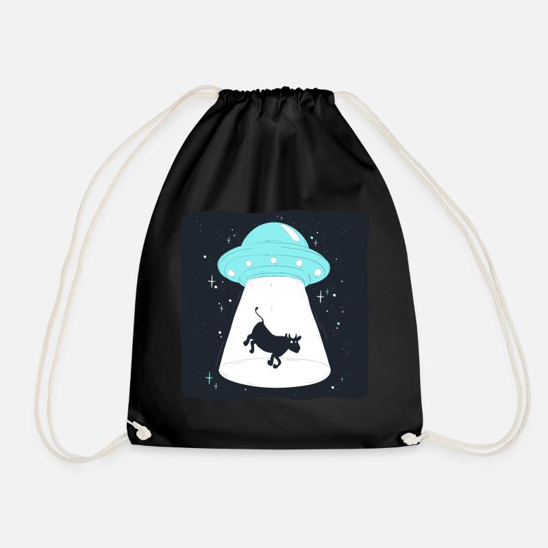 Cow UFO - Drawstring Bag - black