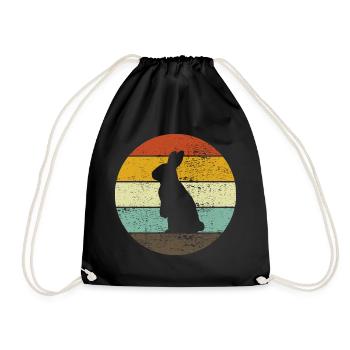 Rabbit Easter Retro Gift - Drawstring Bag - black - Front