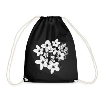 Spring look, floral cutout black and white - Drawstring Bag - black - Front