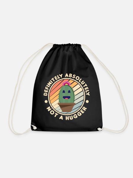Not a Hugger hug antisocial introverted - Drawstring Bag - black