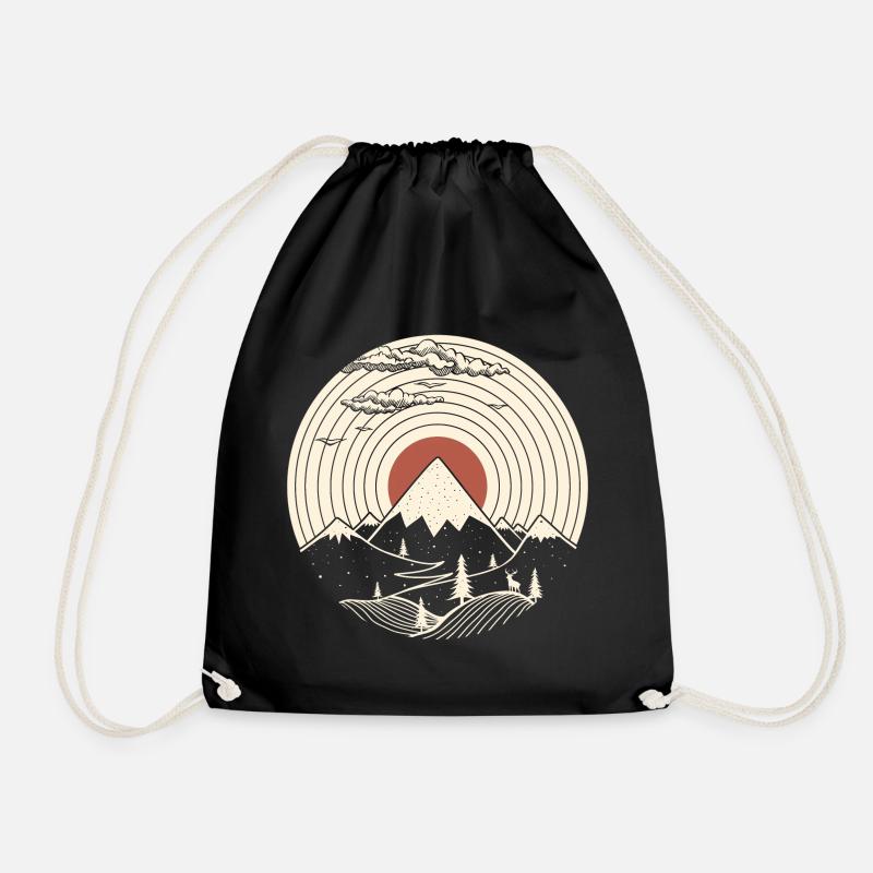 Vinyl Mountain Nature - Drawstring Bag - black