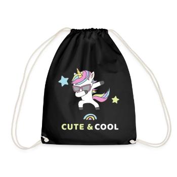 Dabbing Einhorn - Niedlich & Cool - Turnbeutel - Schwarz - Vorne