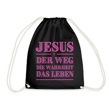 Jesus Weg Die Wahrheit Pink Typografie - Turnbeutel - Schwarz - Vorne