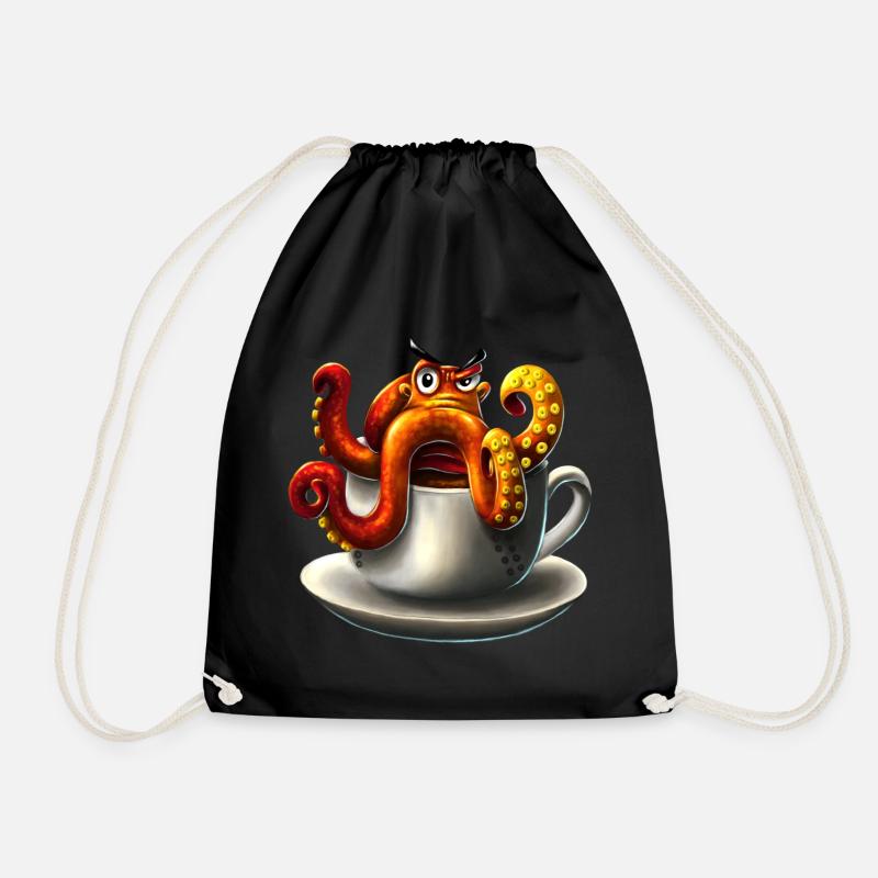 Kaffee Oktopus - Turnbeutel - Schwarz