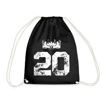 20 Zahl Krone - Turnbeutel - Schwarz - Vorne