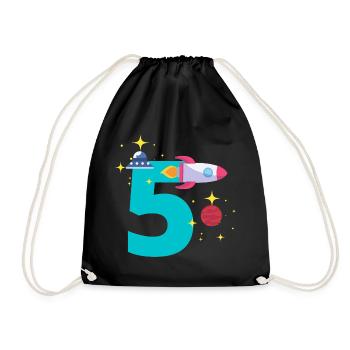 5. Geburtstag. 5 Jahre Geburtstagsgeschenk - Turnbeutel - Schwarz - Vorne