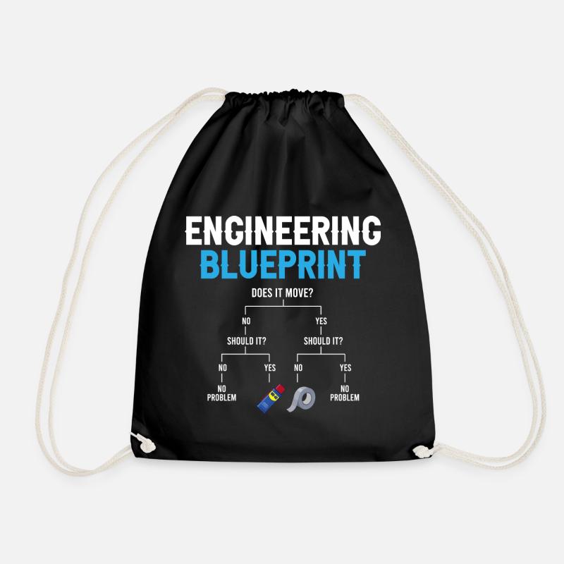 Engineering Blueprint Engineer Duct Tape Repairing - Turnbeutel - Schwarz