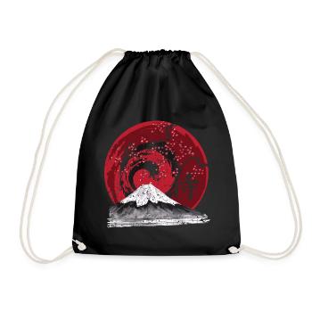 Vintage Japan Japanese Art Streetwear - Drawstring Bag - black - Front