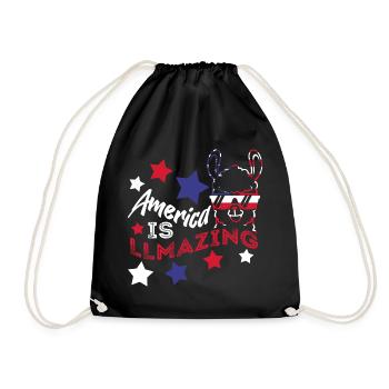 USA Funny Llama Drapeau américain 4 juillet - Sac de sport léger - noir - Devant