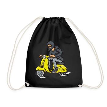 Maskierter Scooter-Pilot im Hoodie - Turnbeutel - Schwarz - Vorne