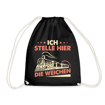Ich Stelle Hier Die Weichen - Turnbeutel - Schwarz - Vorne