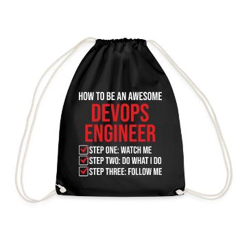 DevOps Ingenieur Motivation Zitat T-Shirt - Turnbeutel - Schwarz - Vorne
