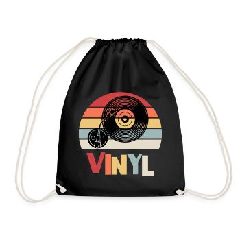 VINYL RETRO MUSIC DESIGN - Turnbeutel - Schwarz - Vorne