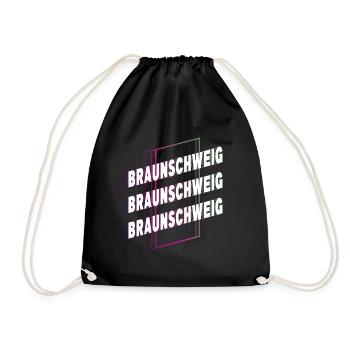 Braunschweig Germany City Font Skyline - Drawstring Bag - black - Front