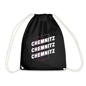 Chemnitz Germany City Font Skyline Home - Drawstring Bag - black - Front