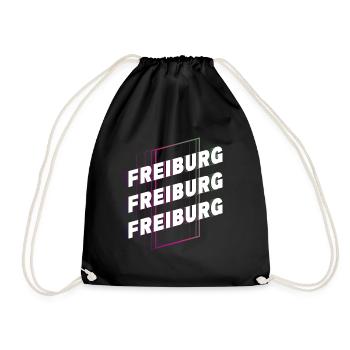 Freiburg Germany City Font Skyline Home - Drawstring Bag - black - Front