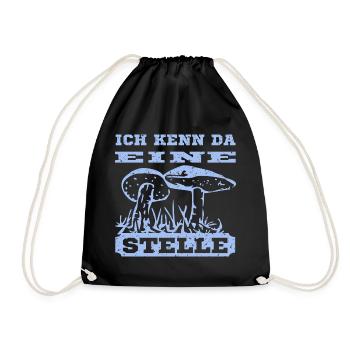 Pilz Design mit Spruch - Turnbeutel - Schwarz - Vorne