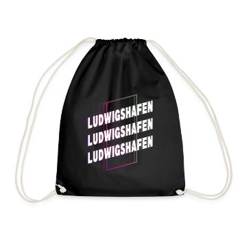 Ludwigshafen Germany City Font Skyline - Drawstring Bag - black - Front